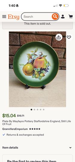 Mayfayre Pottery Staffordshire Fruit Decorative Plate