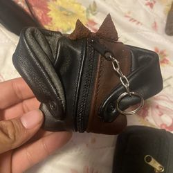 Vintage Real Cow Leather Animal Coin Purse - Handmade