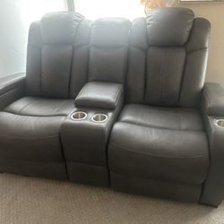 Dark Gray Leather Recliner 