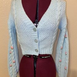 Women’s Size Medium Turquoise Button Sweater 