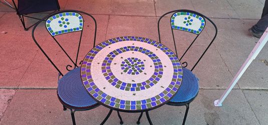 Metal and Tile Table with 2 seats
