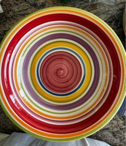 Title NEW: Set of 8 Gibson Everyday Simple Elements 8.25in colorful striped bowls