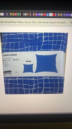 IKEA Tankvard Blue/White Pillow Cover 26' x 26" Home Decor Furnishings NEW Retro