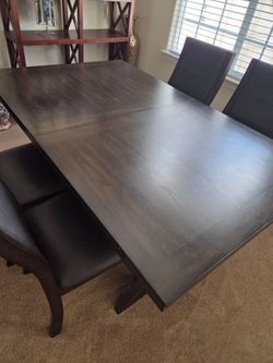 Dark Wood Extendable Dining Table with Chairs