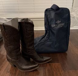 Lucchese Womens Andrea Boots 8.5 B Snip Toe Alpina Cafe excellent condition