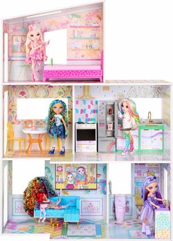 Rainbow High Color & Play 3-Story Doll House, Design All Walls & Floors with Washable Markers, Furni