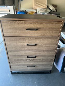 Mixed Material 4 Drawer Dresser Natural Wood