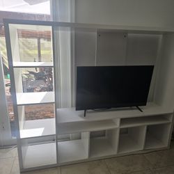 White Entertainment Center With Storage