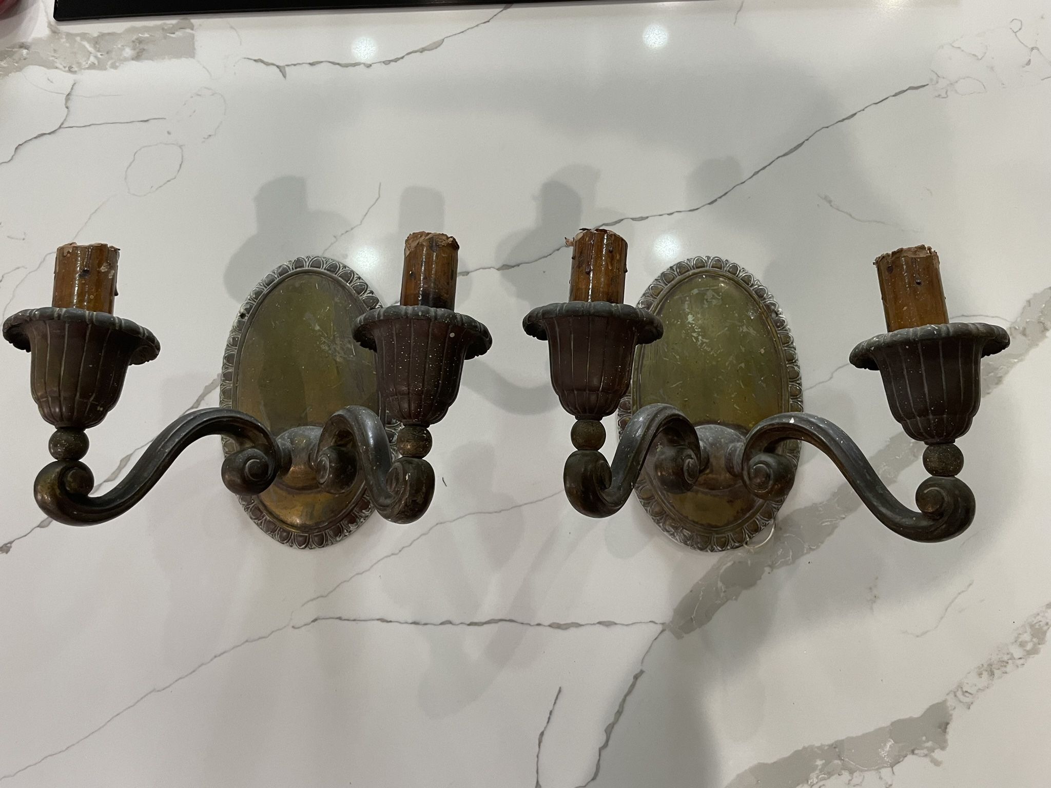 Antiques Vintage Set of two Bronze wall lamps