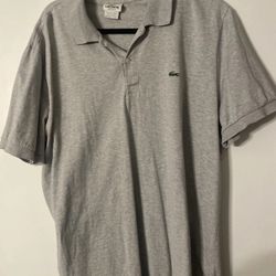 Lacoste Men's Grey Polo Shirt XXL Size 7 Pima Cotton Regular Fit Short Sleeve