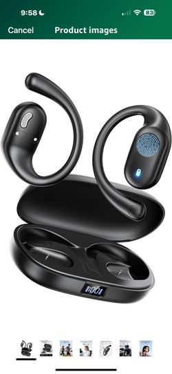 Open Ear Headphones Wireless Bluetooth - 5.3 Bluetooth Earbuds with LED Digital Display, IP54 Waterproof, 36H Playtime, Lightweight Comfort Wireless E