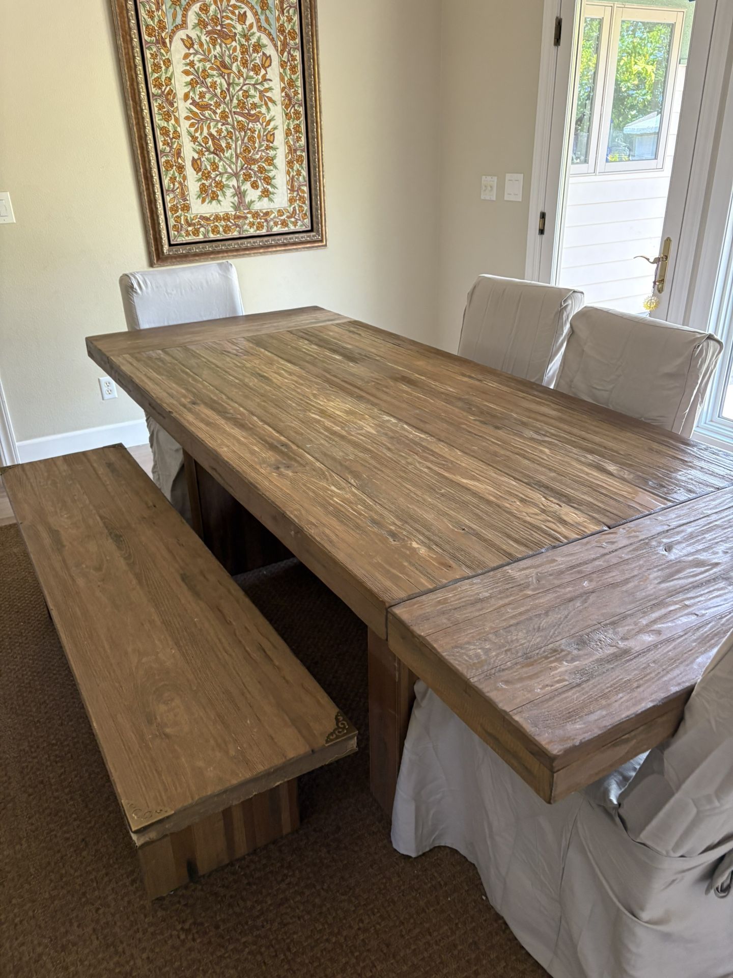 🍽️ Rustic Dining Table + Bench + Chairs – Solid Wood!