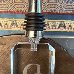Letter G Wine Decanter Bottle Stopper - Metal and Glass