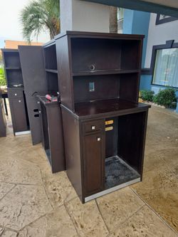 Free desk, table, &  refrigerator & microwave cabinets