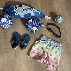 Kids swim gear (Life Vest, Speedo Shoes, Cat & Jack Shorts)