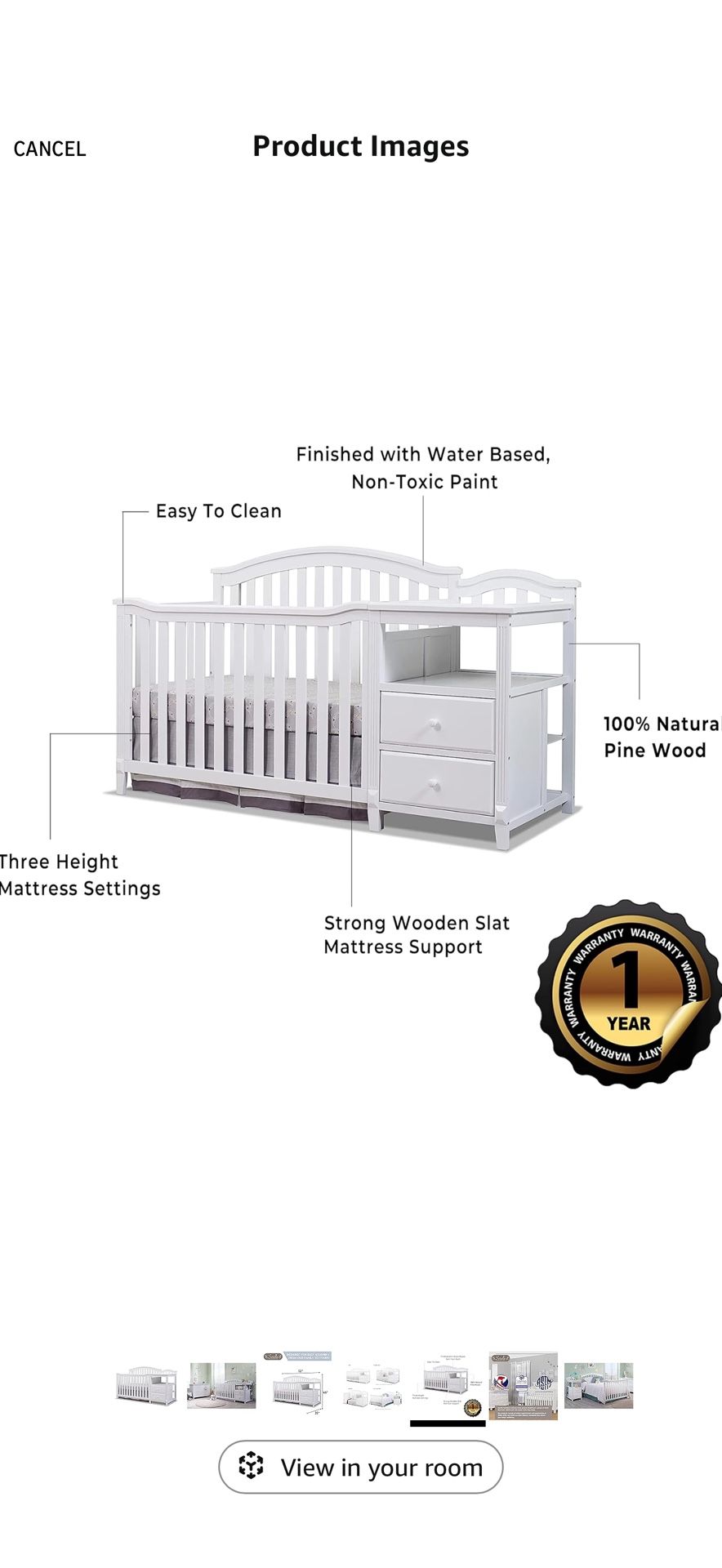 Sorelle Berkley Crib And Changer With Water Proof Mattress