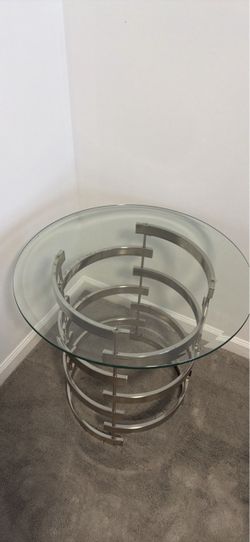 Round Glass Table with Chrome Base