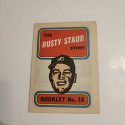 1970 Topps baseball story booklet, number 18, featuring Rusty Staub.