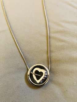 Silver Heart & Crystal, Necklace,
