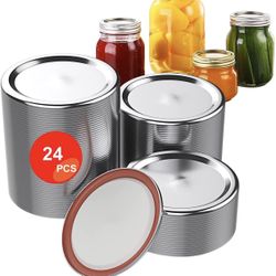 24 Pack Wide Mouth Canning Lids for Mason Jars - Split-Type Metal Lid for BALL, KERR Jar - Airtight Sealed - Food Grade Material (86mm Wide Mouth(24 L