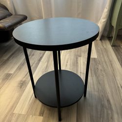 Wood & Metal Round End Table Espresso