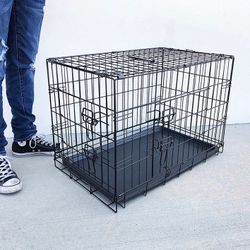 (Brand New) $40 Folding 30” Dog Cage 2-Door Folding Pet Crate Kennel w/ Tray 30”x18”x20”