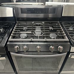 Samsung-30 Inc 5.8 Cu.ft Self-cleaning Gas Convection Oven Range Black Stainless 