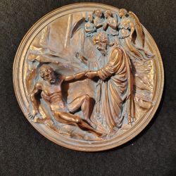 Studio Dante Di Volteradici Bronze Plate "The Creation of Adam" by Ennio Furiesi