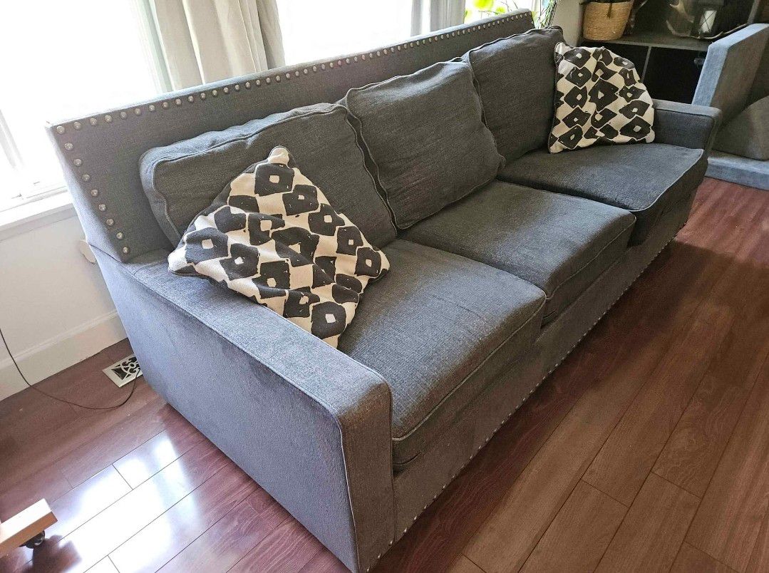 Studded Dark Heather Grey Couch 