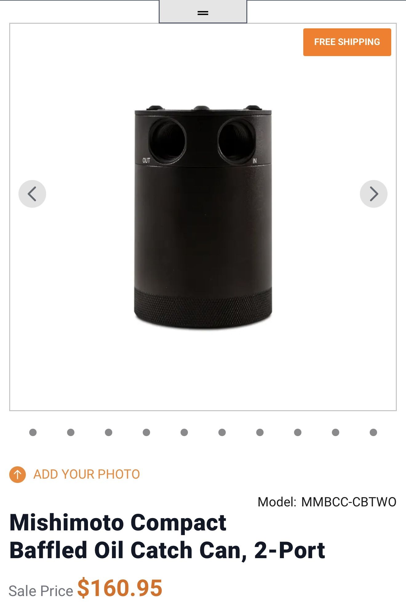 Moshimoto Oil Catch Can Compact Baffled Oil Catch Can Two Ports Black