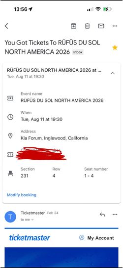 TWO rufus du sol tickets