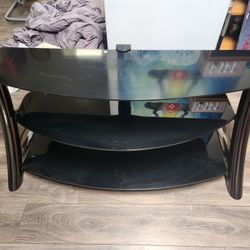 3 Tier Black Glass TV Stand