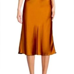  Rachel Zoe Orange Silk Midi Skirt (Size 8) 