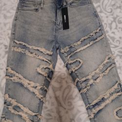 Fray Skinny Flared Denim Jeans