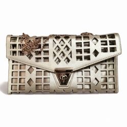 New w/ tag Gold Tone Clutch Envelope Purse With Chain