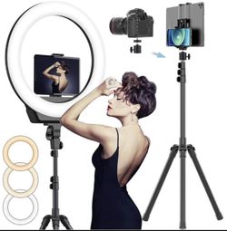 NEW! 16" Selfie Ring Light with 3 Color Modes 79" Extendable Tripod Stand Phone Camera Holder, 320 B