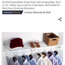 Shelf-Expandable-Closet Shelf with Hanging Rod