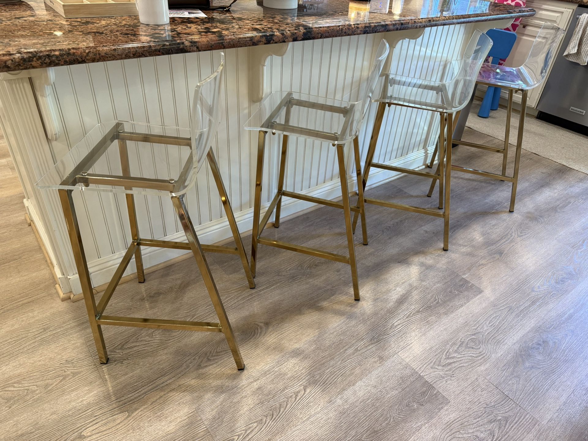 Gold & Acrylic Bar Stools