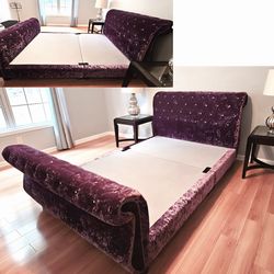 Beautiful Purple Velvet Queen Bed Frame[Hold]