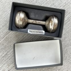 Vintage Sterling Silver Baby Rattle Dumbbell – Engraved 1998