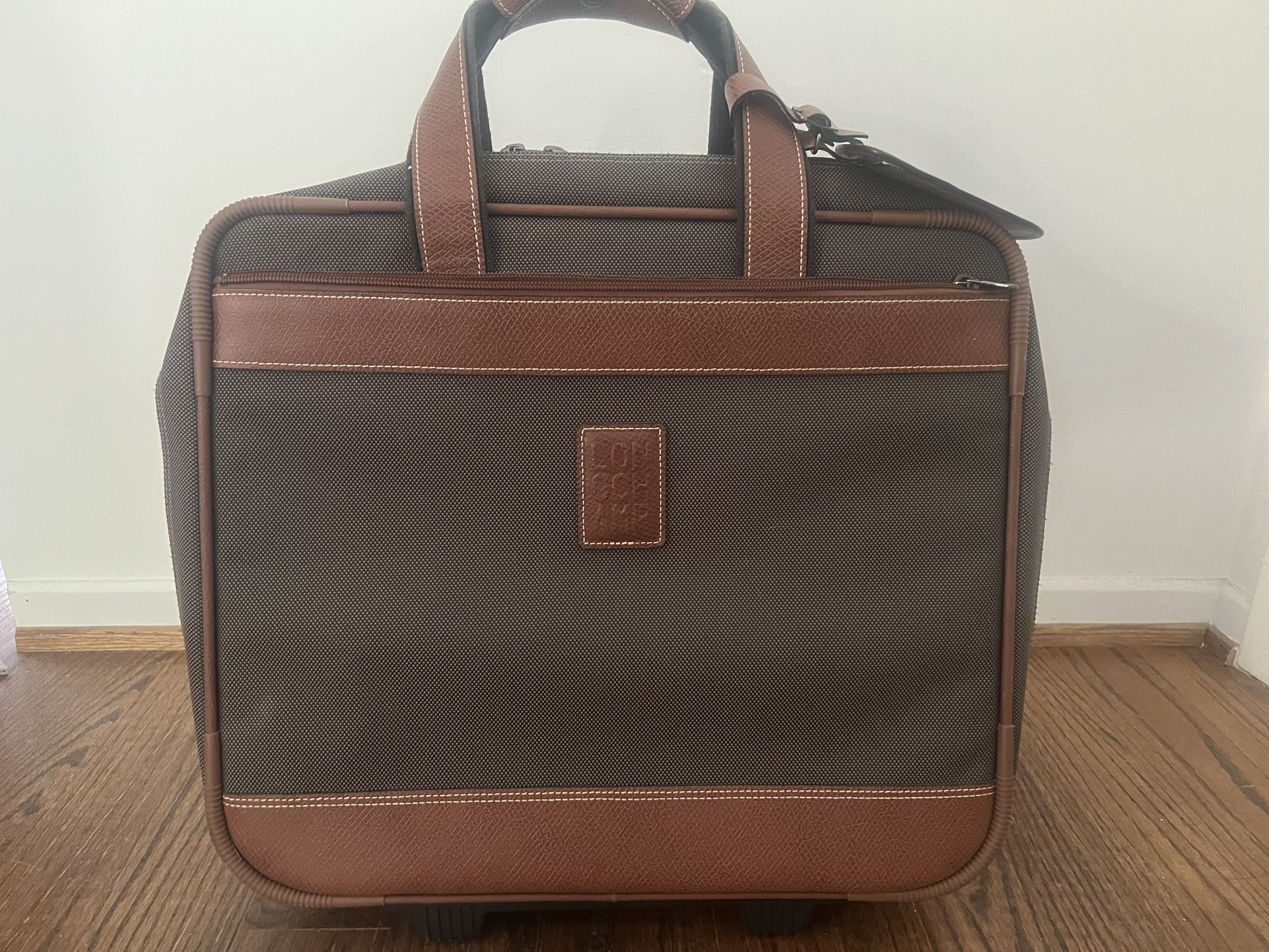LONGCHAMP Leather&Canva Rolling Carry On & computer Bag