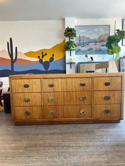 Wood Campaign Dresser / 9 Drawers / Vintage!