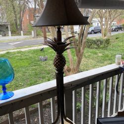 Pair Pineapple Vintage Palm Tree Form Tall Table Lamps