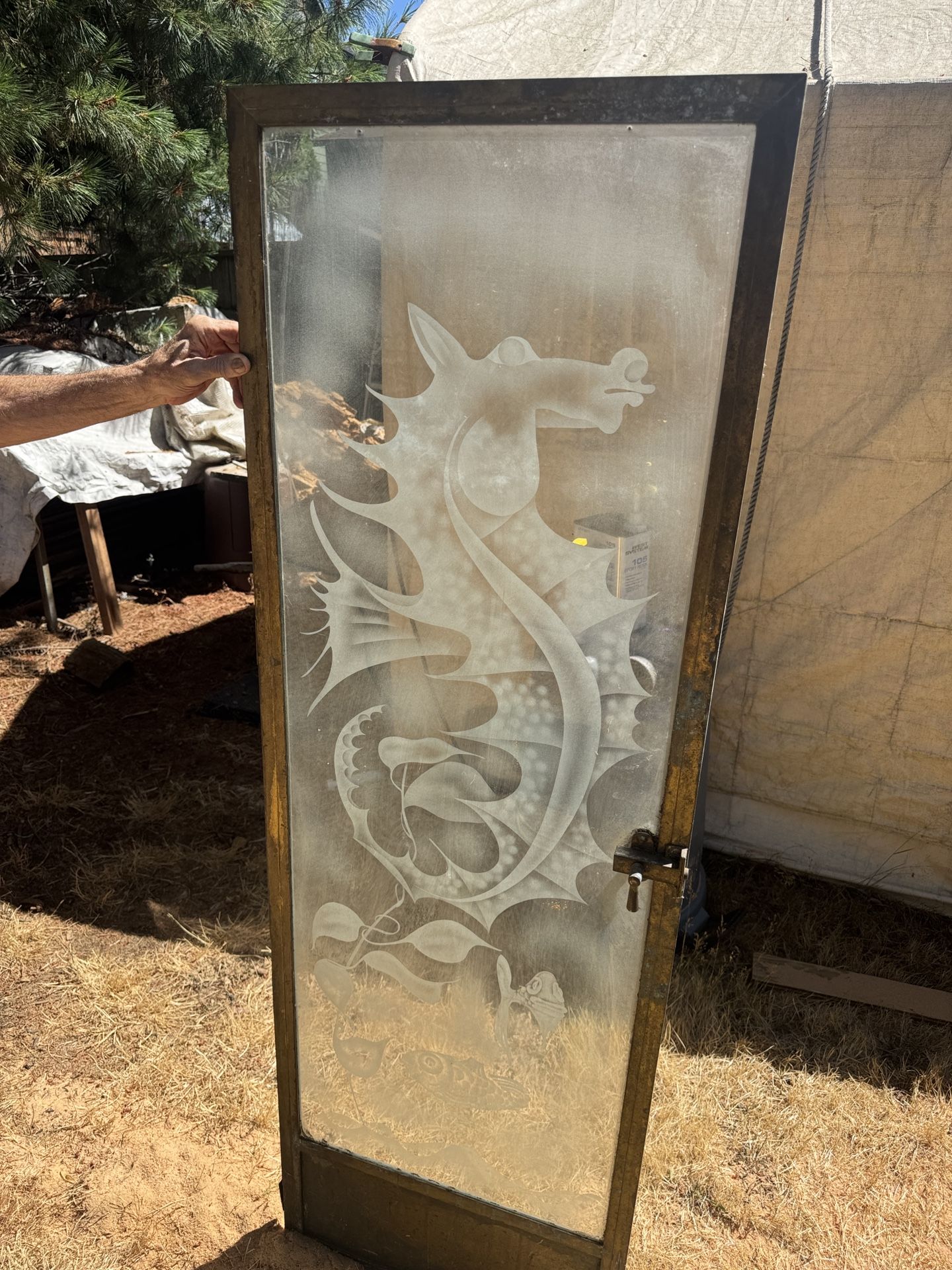 Antique Etched Glass And Brass And Bronze Doors