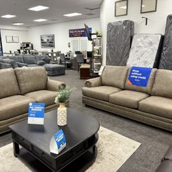 2pc Brown Sofa & Loveseat Set - Free Delivery Anywhere 