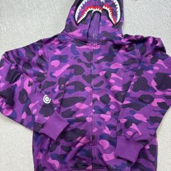 BAPE purple camo shark hoodie