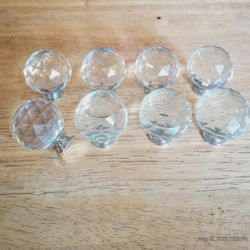 Set Of 8 Clear Glass Crystal Knobs