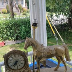 Vintage Horse Clock Lamp