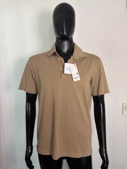 Uniqlo AIRism Fly Front Polo Shirt (Beige Tan Khaki / Men’s Large)