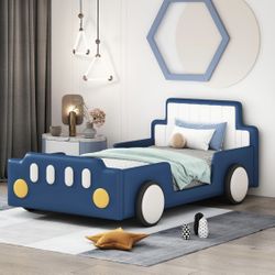 Brand New Blue Twin Race Car Bed Frame 